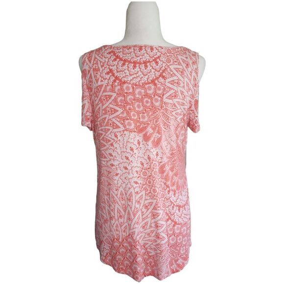 JM Collection Short Sleeve Cold Shoulder Tunic Size Small - Picture 4 of 6